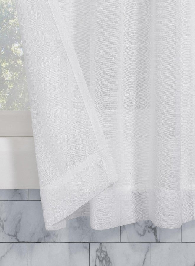 Archaeo Slub Textured Linen Blend Cafe Curtain Pair, 56" x 36", White - Image 5